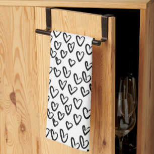 Paint Stroke Heart Pattern Tea Towel