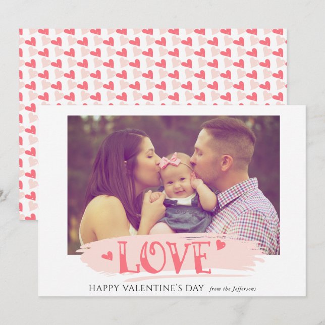 Paint Stroke Love Valentines Day Photo Card (Front/Back)