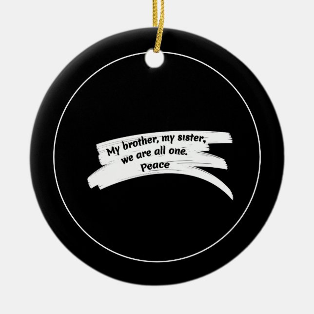 Paint Stroke Wipe Peace Message Ceramic Tree Decoration (Front)