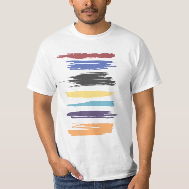 Paint Strokes Artistic Abstract Colour T-Shirt (Front)