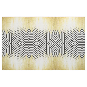 Paint Strokes in Faux Gold on Black & White Stripe Fabric