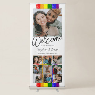 Paint Strokes Photo Collage LGBT Wedding Welcome Retractable Banner