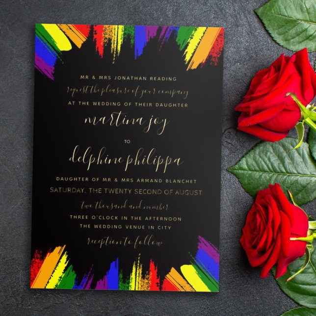 Paint Strokes Pride Flag Black Formal LGBT Wedding (Creator Uploaded)