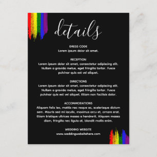 Paint Strokes Pride Flag Wedding Details Enclosure Card