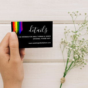 Paint Strokes Pride Flag Wedding Details Enclosure Card