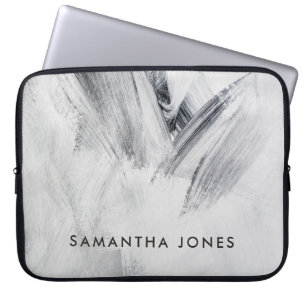 Paint Strokes Texture white black Laptop Sleeve