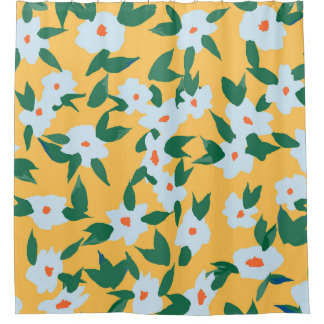 Paint-style vintage floral fabric pattern. shower curtain