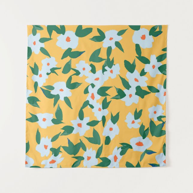 Paint-style vintage floral fabric pattern. tapestry (Front)