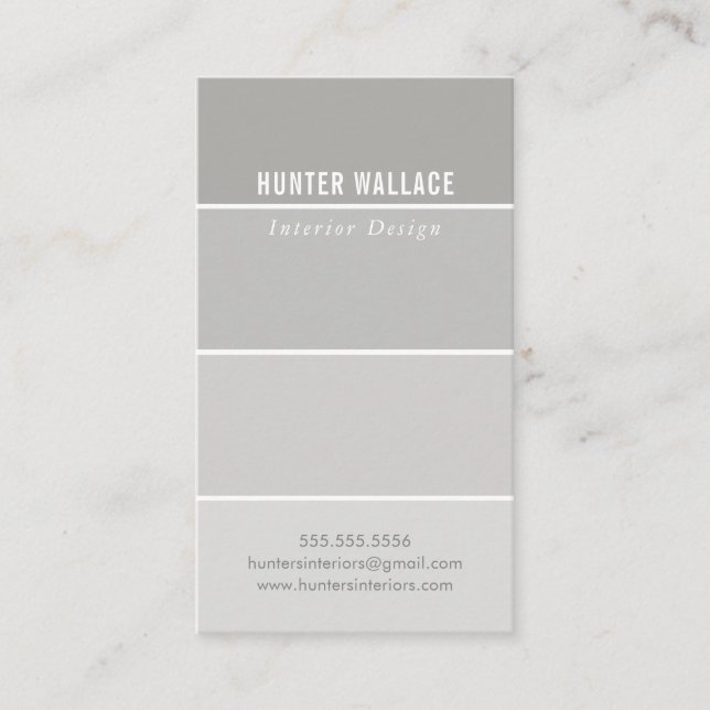 PAINT SWATCH CHIP modern decor ombre grey Business Card (Front)