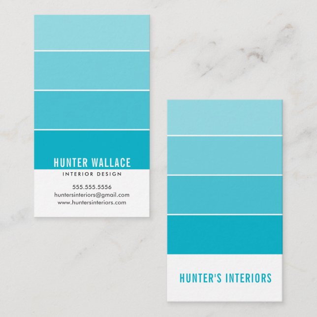 PAINT SWATCH CHIP modern interiors ombre blue Business Card (Front/Back)