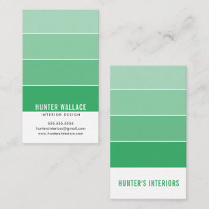 PAINT SWATCH CHIP modern interiors ombre green Business Card