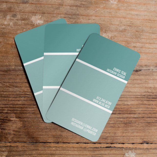 Paint Swatch | Teal Paint Chips Painter Decorator Business Card (Creator Uploaded)