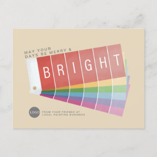 Paint Swatches Corporate/Business Merry & Bright Holiday Postcard