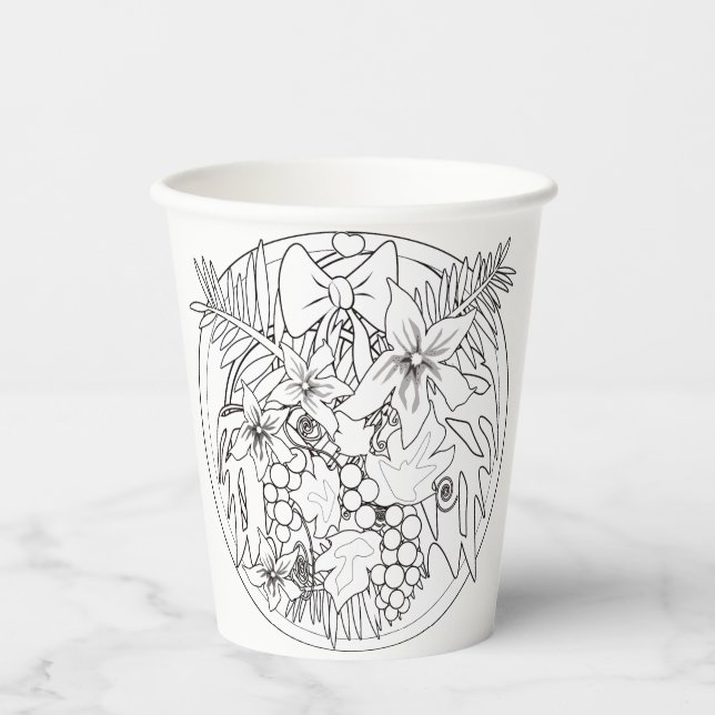 Paint the picture yourself a tropical pattern paper cups (Front)