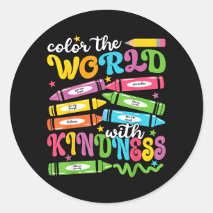 Paint The World Kind Crayon Happy Back To School Classic Round Sticker