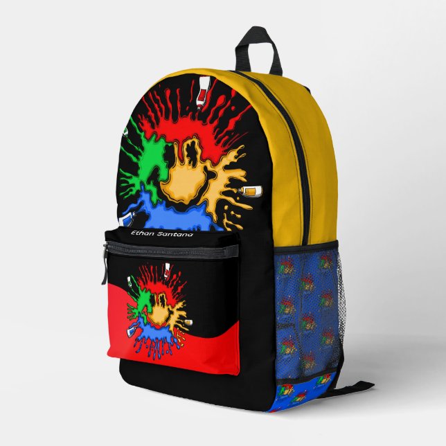 Paint Tube Smile Printed Backpack (Back Corner Right)