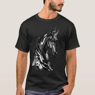 Paint Washed Silhouette of a Horse Splattered Back T-Shirt