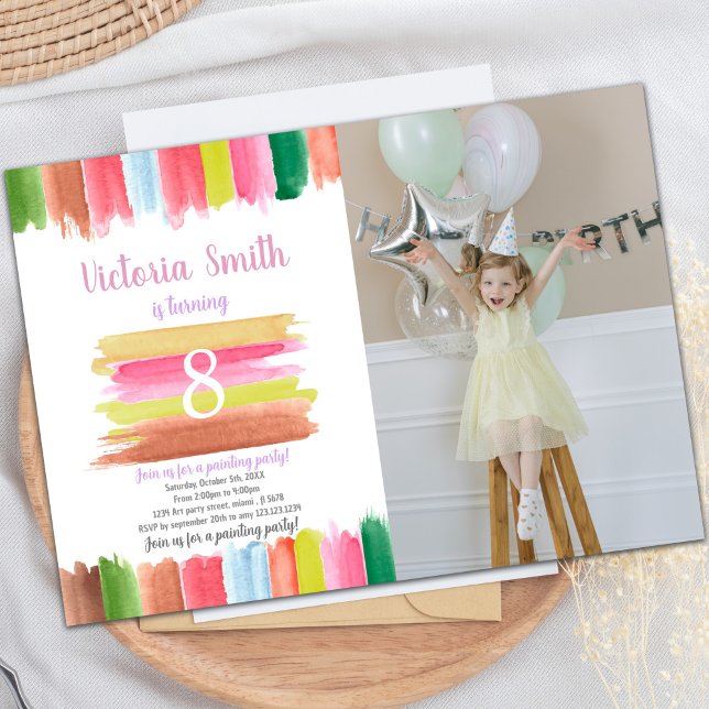 Paint Watercolor Age Centre Birthday Invitation (Paint watercolor Age on center Birthday Invitation)