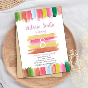Paint watercolor Age on centre Birthday Invitation