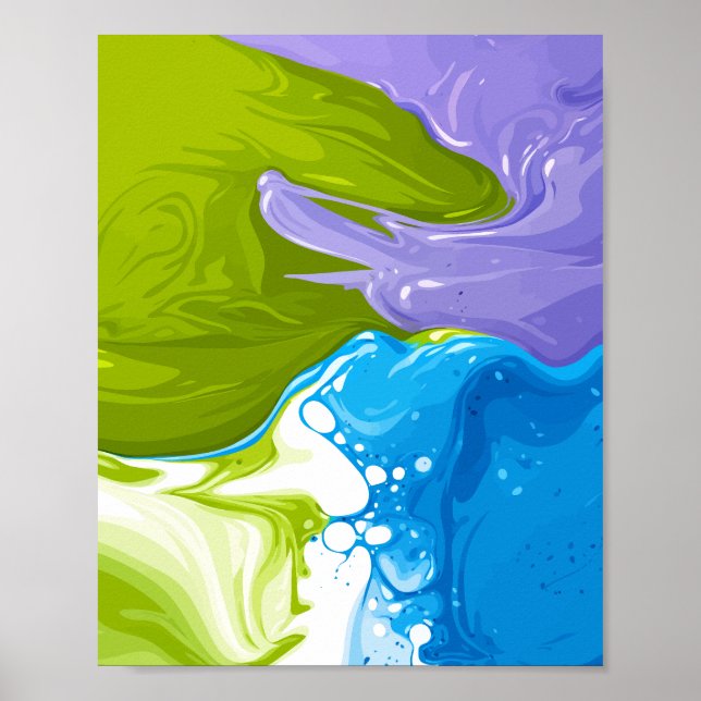 Paint Waves Forming Fluid Abstract Shapes Poster (Front)