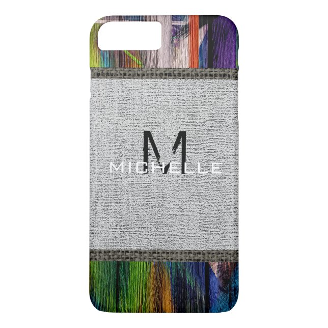 Paint Wood Look Burlap Rustic Monogram #10 Case-Mate iPhone Case (Back)