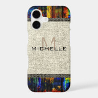 Paint Wood Look Burlap Rustic Monogram #3
