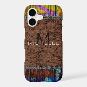 Paint Wood Look Burlap Rustic Monogram #8