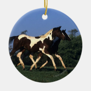 Paint Yearlings Running Ceramic Tree Decoration