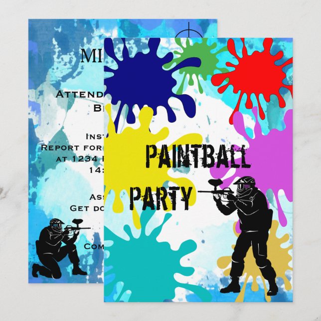 Paintball 20th Birthday Invitation (Front/Back)