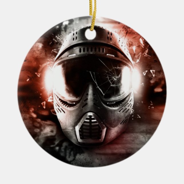 Paintball Action Mask M-2 Ceramic Tree Decoration (Front)