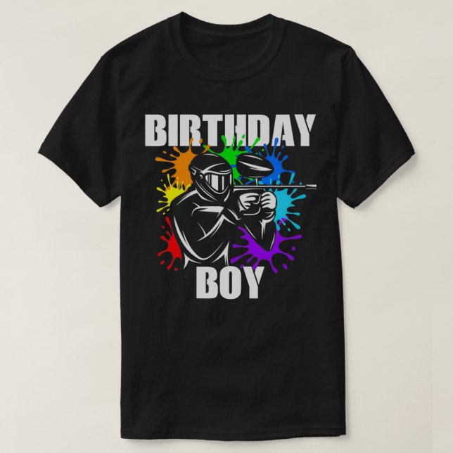 Paintball Birthday Boy Party Theme Boys Cool Gift  T-Shirt (Design Front)