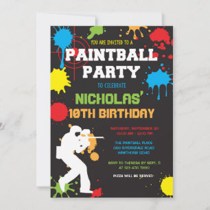Paintball Birthday Invitation / Paintball Birthday