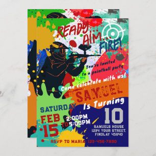 Paintball Birthday Invitation, Paintball Invite