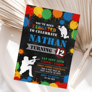 Paintball Birthday Invitation, Paintball Invite