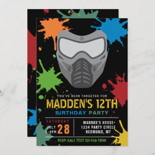 Paintball Birthday Invitation   Paintball Party