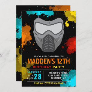 Paintball Birthday Invitation   Paintball Party