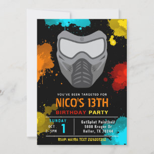 Paintball Birthday Invitation   Paintball Party