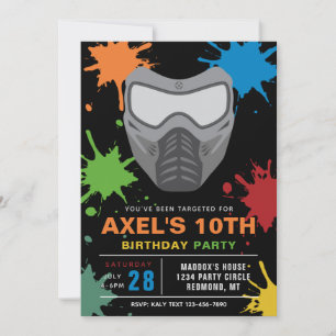 Paintball Birthday Invitation   Paintball Party