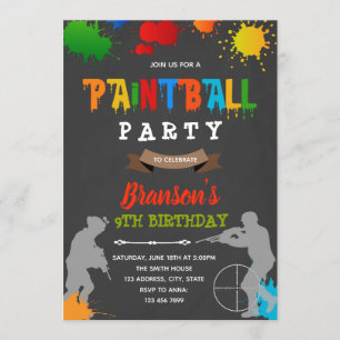 Paintball birthday party card