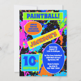 Paintball Birthday Party Invitation