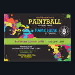 Paintball Birthday Party Invitation Fun Paint Ball<br><div class="desc">Fun PaintBall Party invite. Perfect for any age Boy or Girl's Birthday party... 
SIMPLY CHANGE THE TEXT TO SUIT YOUR PARTY. Back print included.</div>
