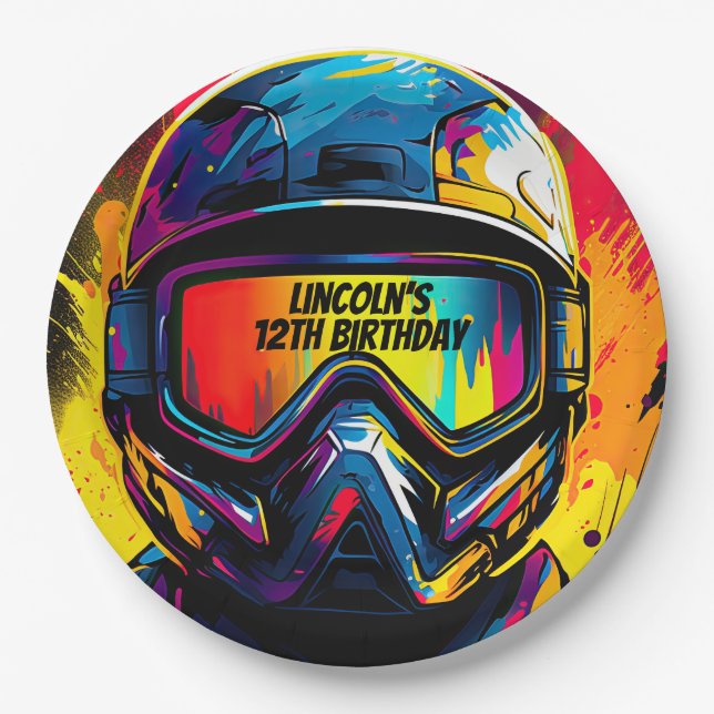 Paintball Birthday Party Personalised Paper Plate (Front)