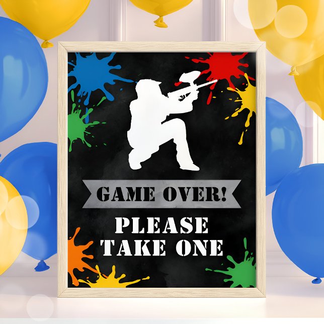 Paintball Birthday Splatter Teen Boys Favours Sign (Creator Uploaded)