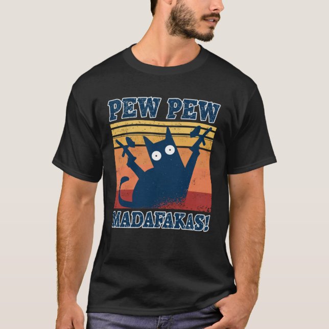Paintball Cat Pew Pew Madafakas Crazy Cat  Paintba T-Shirt (Front)