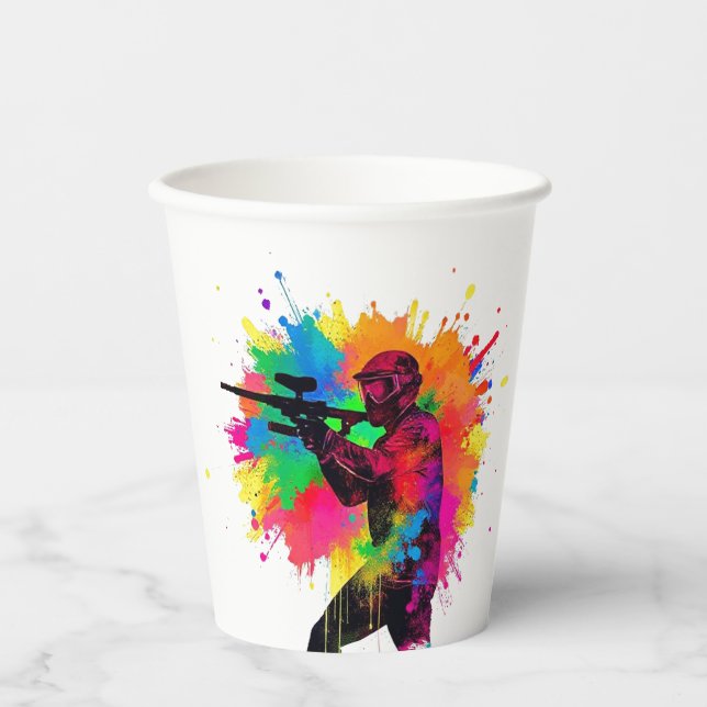 Paintball Gamer Colourful Design Paper Cups (Front)
