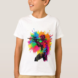 Paintball Gamer Colourful Design T-Shirt