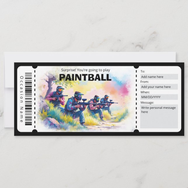 Paintball Gift Certificate Invitation (Front)
