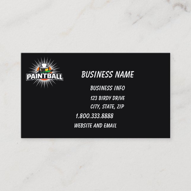 Paintball Logo Game Player Pop Art Graphic  Business Card (Front)