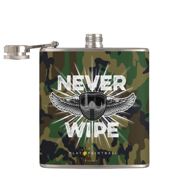 Paintball Never Wipe (camo) Hip Flask (Opened)