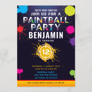 Paintball Party Birthday Invitation